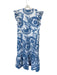 Isla Payal Size M White & Blue Cotton Flutter Sleeves Sunflowers Maxi Dress White & Blue / M