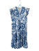 Isla Payal Size M White & Blue Cotton Flutter Sleeves Sunflowers Maxi Dress White & Blue / M