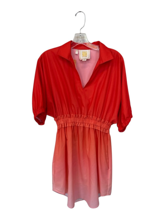 Emily McCarthy Size M Orange & Purple Polyester Short Sleeve Ombre Collar Dress Orange & Purple / M