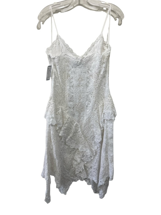 Polo Ralph Lauren Size 4 White Linen Floral Eyelet Spaghetti Strap Ruffle Dress White / 4