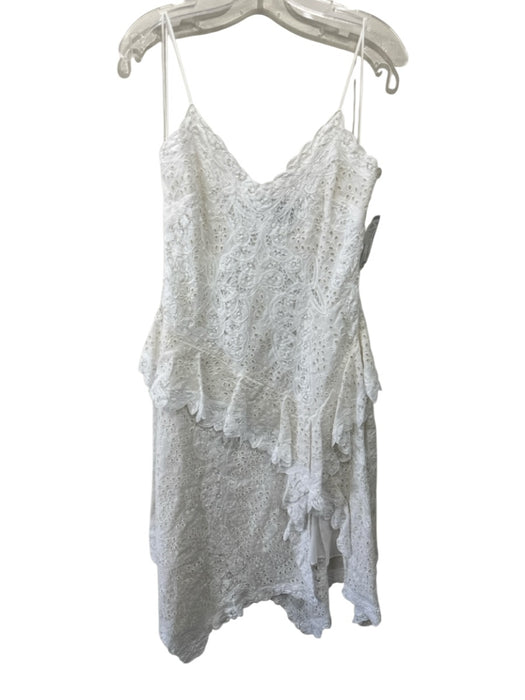 Polo Ralph Lauren Size 4 White Linen Floral Eyelet Spaghetti Strap Ruffle Dress White / 4