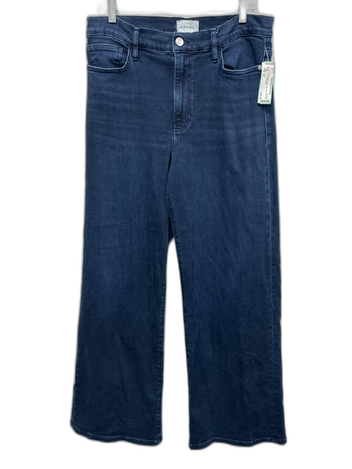 Frame Size 30 Dark Wash Cotton High Rise Wide Leg Zip Fly Jeans Dark Wash / 30