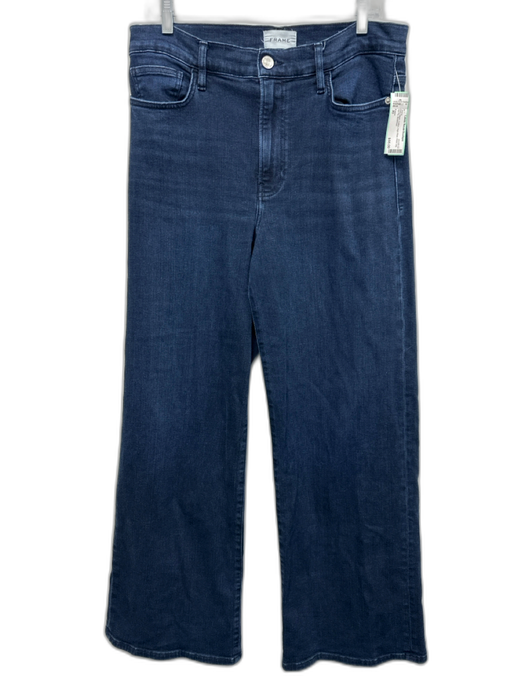 Frame Size 30 Dark Wash Cotton High Rise Wide Leg Zip Fly Jeans Dark Wash / 30