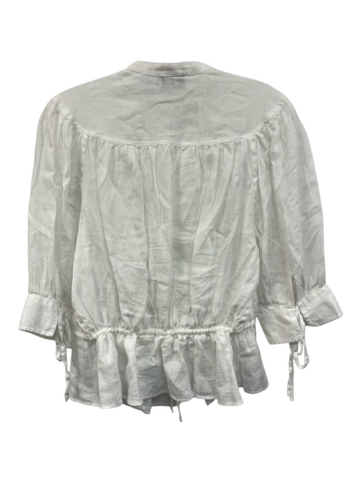 Polo Ralph Lauren Size 6 White Linen Semi Sheer Button Down Half Sleeve Top White / 6