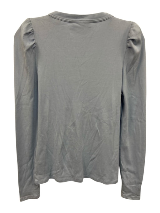 Veronica Beard Size S Light Blue Cotton Blend V Neck Quarter Button Top Light Blue / S
