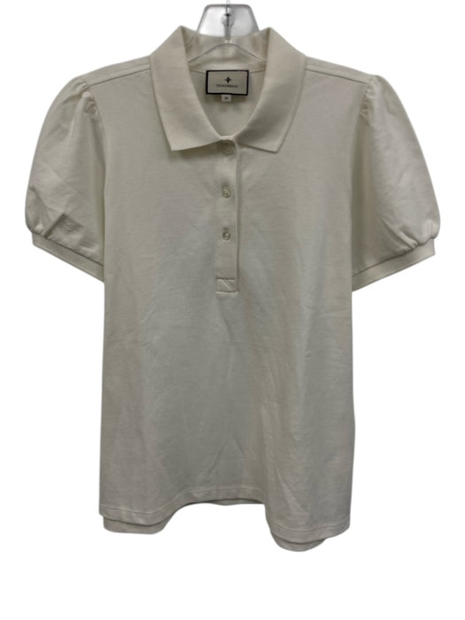 Tuckernuck Size M White Cotton Quarter Button Collared short sleeve Top White / M