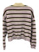 Le Bop Size M Purple, Brown, White Cotton Horizontal Stripes Collared Top Purple, Brown, White / M