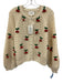 Hyacinth House Size M Cream, Red, Green Acylic Button Neck Open Knit Cardigan Cream, Red, Green / M