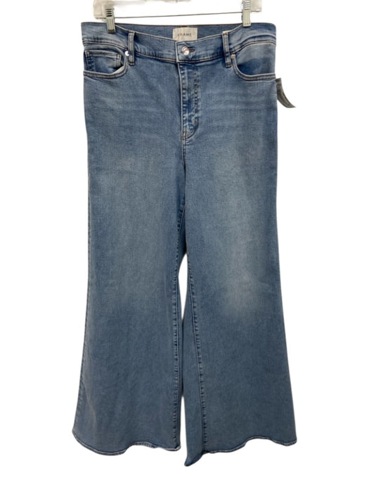 Frame Size 31 Light Wash Cotton Denim High Waist Wide Leg Jeans Light Wash / 31