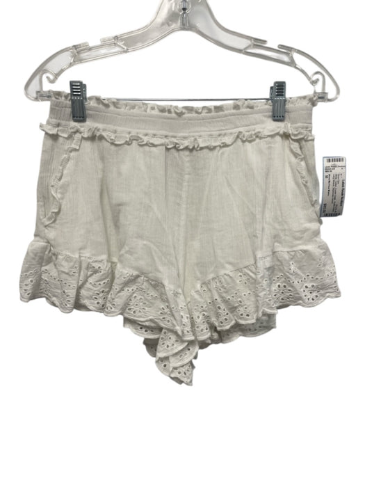 Show Me Your Mumu Size M White Cotton Eyelet Detail Ruffle Detail Short Set White / M