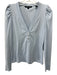 Veronica Beard Size S Light Blue Cotton Blend Ribbed V Neck Quarter Button Top Light Blue / S