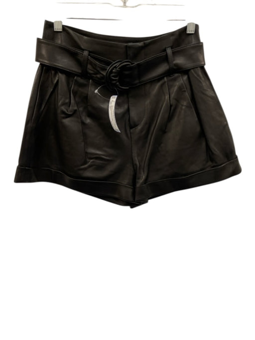 Frame Size 27 Black Lamb leather Cuffed Front Pleat Zip Front Belted Shorts Black / 27