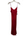 Nation Size M Red Viscose Spaghetti Strap Fringe Trim Slip Maxi Dress Red / M