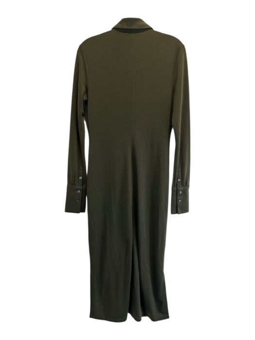 Banana Republic Size S Tall Olive Green Lyocell & Modal Long Sleeve Collar Dress Olive Green / S Tall