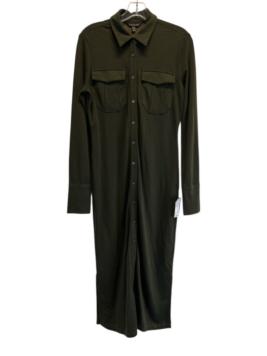 Banana Republic Size S Tall Olive Green Lyocell & Modal Long Sleeve Collar Dress Olive Green / S Tall