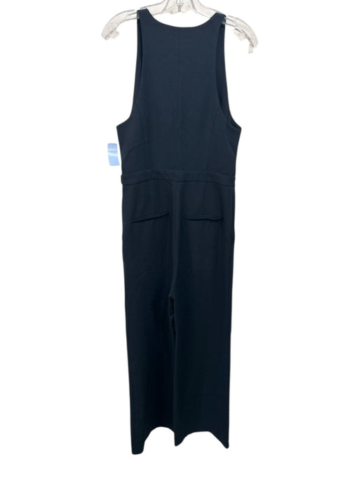 Maeve Size 10 Black Blue Polyester Blend Sleeveless 1/2 Button Wide Leg Jumpsuit Black Blue / 10