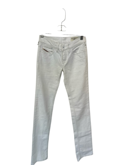 Diesel Size 24 White Cotton Denim Skinny Ankle Stretch Pants White / 24