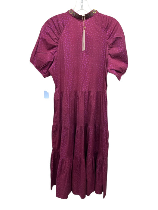 Sheridan French Size S Berry Red Cotton & Lycra Polka Dots Metallic Detail Dress Berry Red / S