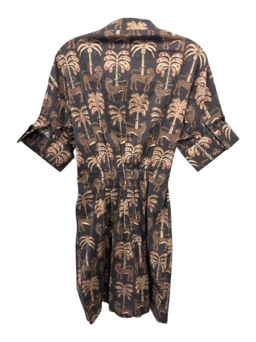 Sheridan French Size S Brown & Beige Cotton & Lycra Animal Print Mini Dress Brown & Beige / S