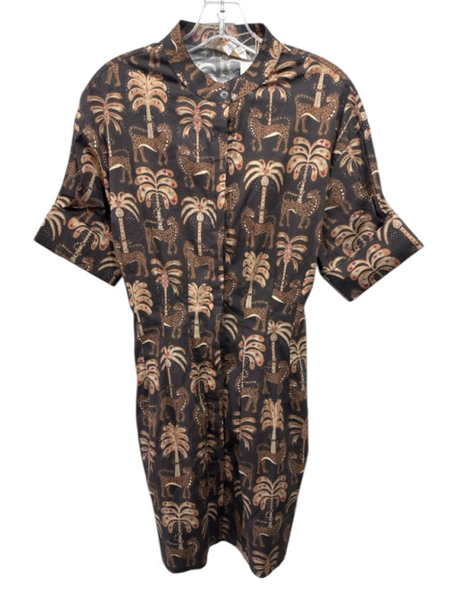 Sheridan French Size S Brown & Beige Cotton & Lycra Animal Print Mini Dress Brown & Beige / S