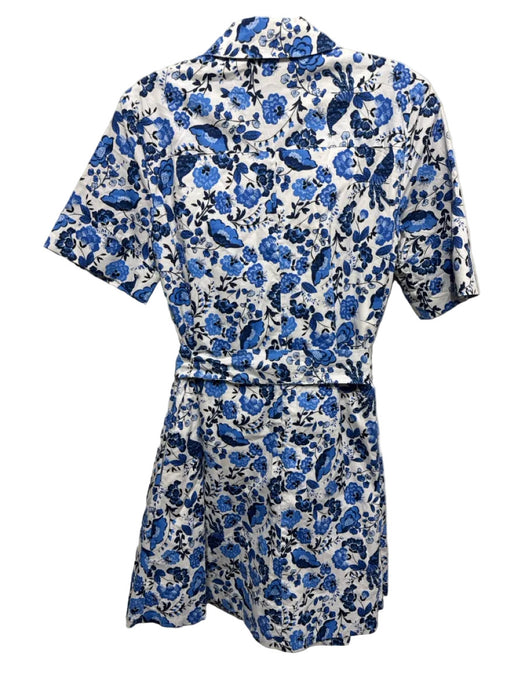 Kate Spade Size S Light Blue, Navy & White Cotton Short Sleeve Floral Dress