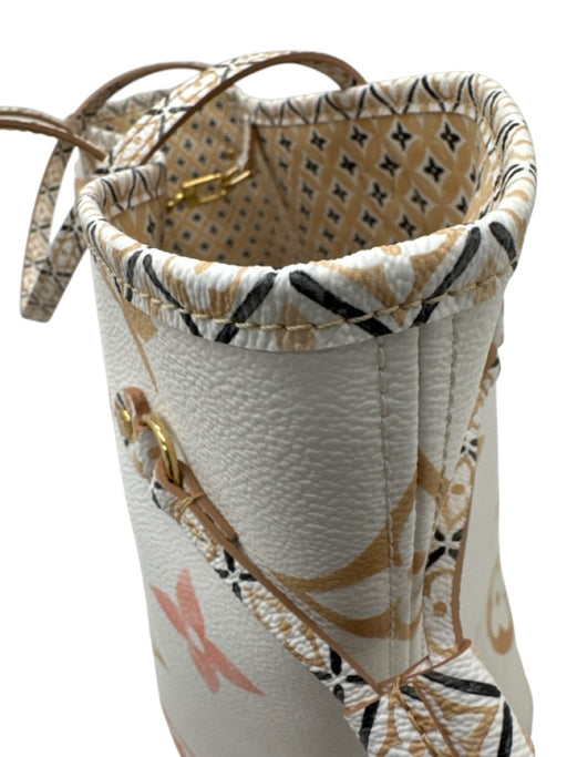 Louis Vuitton White, Pink, Peach Coated Canvas Monogram floral lining Bag White, Pink, Peach / MM