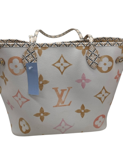 Louis Vuitton White, Pink, Peach Coated Canvas Monogram floral lining Bag White, Pink, Peach / MM