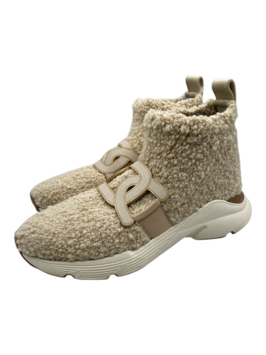 Tod's Shoe Size 38 Beige Boucle Teddy High Top Sneakers Beige / 38