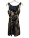 Theia Size S / 6 Black & Gold Polyester & Silk Abstract Print Metallic Dress Black & Gold / S / 6