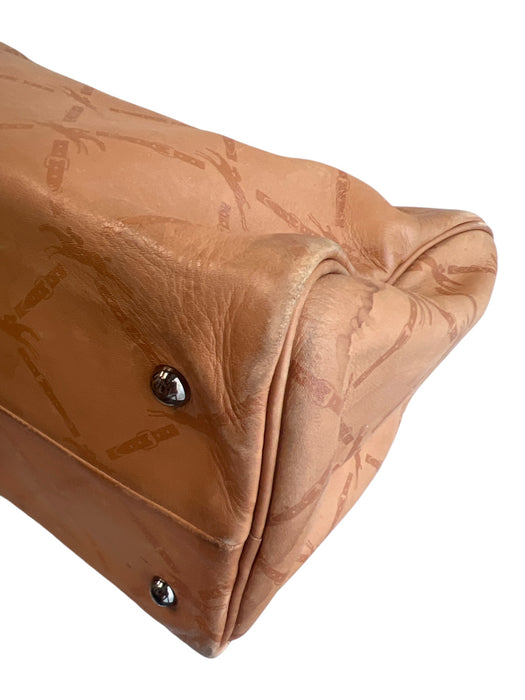 Longchamp Brown Leather Silver Hardware Monogram Zip Close Duffle Bag Brown / M