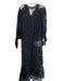 Farm Rio Size S Black Polyester Long Sleeve V Neck Waist tie Ruffle Hem Dress Black / S