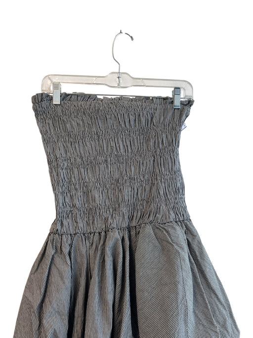 Anthropologie Size S Gray & White Cotton Strapless Shirred Elastic Dress Gray & White / S