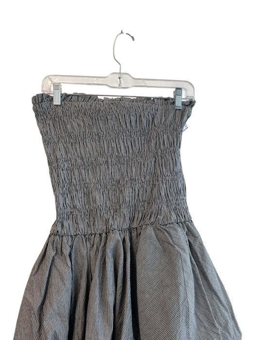 Anthropologie Size S Gray & White Cotton Strapless Shirred Elastic Dress Gray & White / S