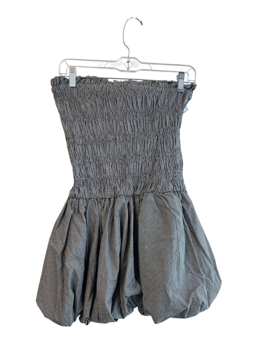 Anthropologie Size S Gray & White Cotton Strapless Shirred Elastic Dress Gray & White / S