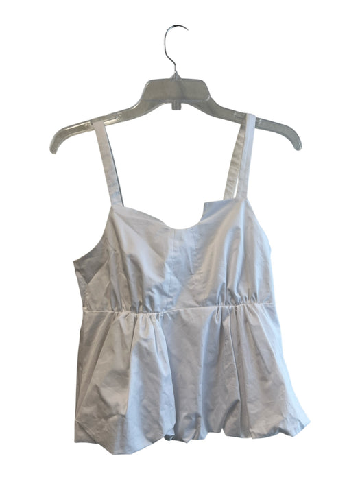Tibi Size 0 White Cotton Back Zip Sleeveless Bubble Hem Top White / 0