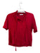 Sandro Size Est S Red Viscose Short Sleeve Ruffle Detail V Neck Neck Tie Top Red / Est S