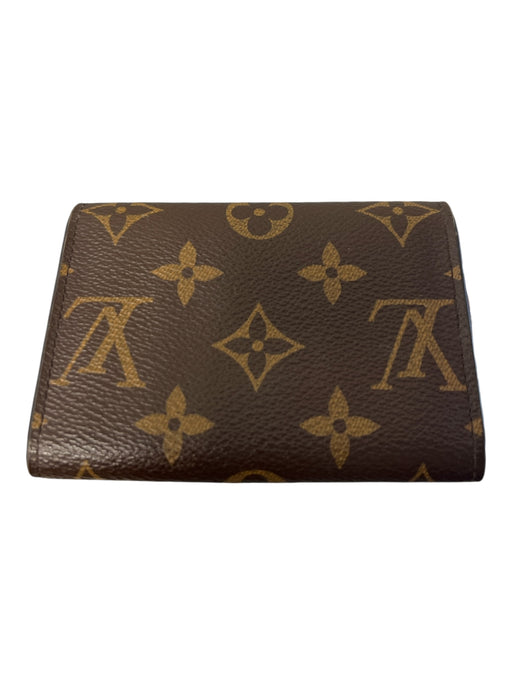 Louis Vuitton Brown & Pink Monogram canvas Snap Closure Coin Purse Wallets Brown & Pink