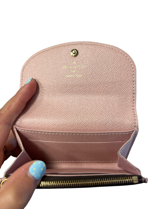 Louis Vuitton Brown & Pink Monogram canvas Snap Closure Coin Purse Wallets Brown & Pink