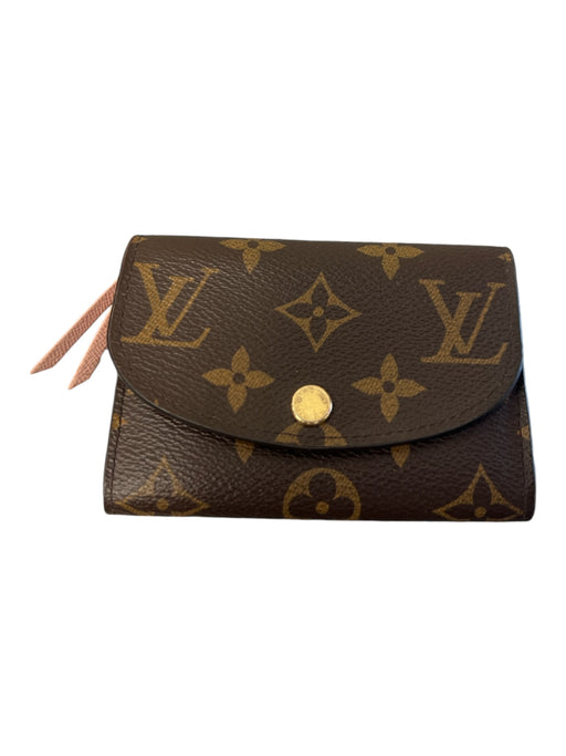 Louis Vuitton Brown & Pink Monogram canvas Snap Closure Coin Purse Wallets Brown & Pink