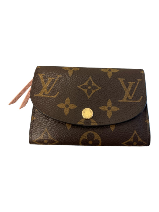 Louis Vuitton Brown & Pink Monogram canvas Snap Closure Coin Purse Wallets Brown & Pink