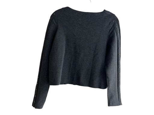 Sandro Size 3 Gray Knit viscose blend Eyelet collar Beaded Cropped Sweater Gray / 3