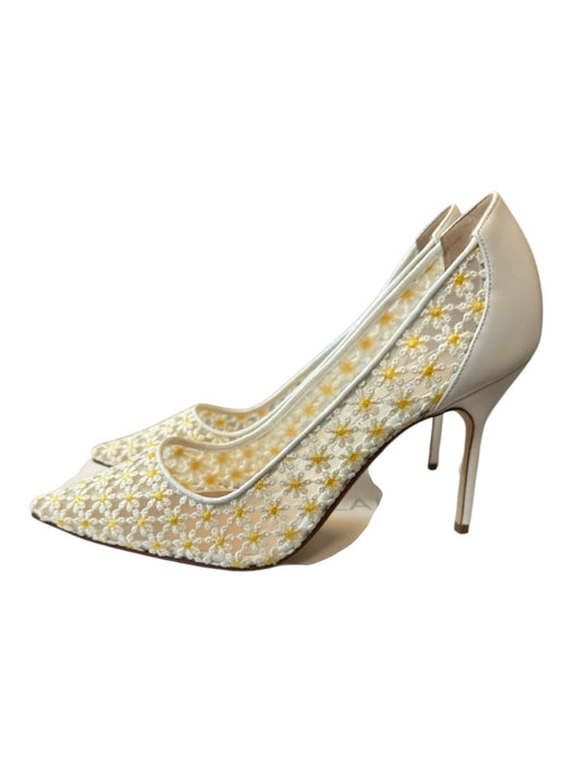 Manolo Blahnik Shoe Size 39 White & yellow Leather Mesh Stiletto Pumps White & yellow / 39
