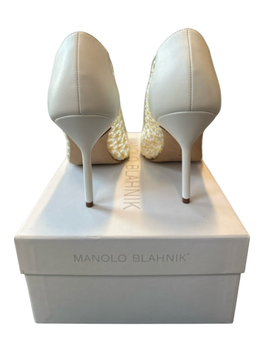Manolo Blahnik Shoe Size 39 White & yellow Leather Mesh Stiletto Pumps White & yellow / 39