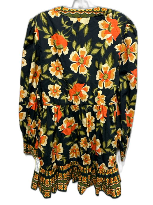 Chelsea & Violet Size M Black, Orange, Multi Cotton Button Up Long Sleeve Dress Black, Orange, Multi / M