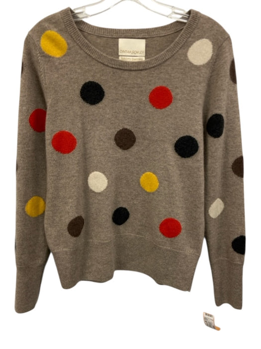 Cynthia Rowley Size M Gray & multi Cashmere Long Sleeve dots Knit Sweater Gray & multi / M