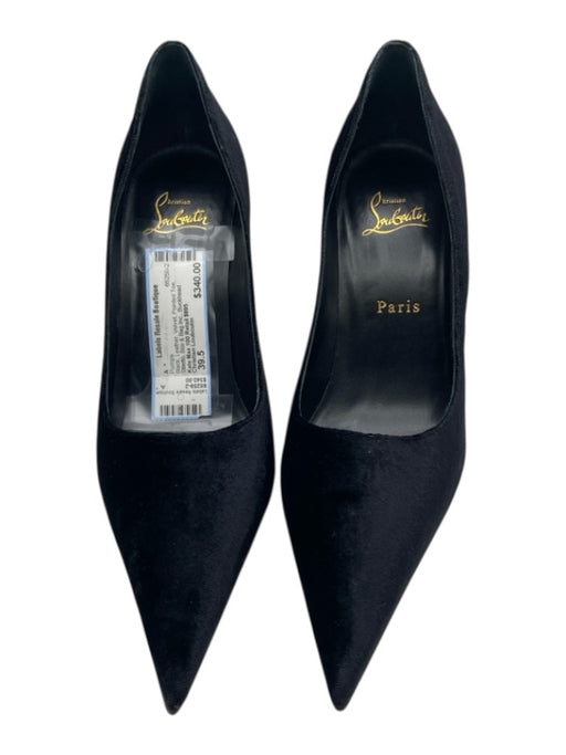 Christian Louboutin Shoe Size 39.5 Black Leather Velvet Pointed Toe Pumps Black / 39.5