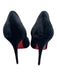 Christian Louboutin Shoe Size 39.5 Black Leather Velvet Pointed Toe Pumps Black / 39.5