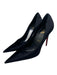Christian Louboutin Shoe Size 39.5 Black Leather Velvet Pointed Toe Pumps Black / 39.5
