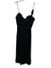 Farm Rio Size S Black Viscose Spaghetti Strap Floral Applique Back Zip Dress Black / S