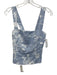 Reformation Size 4 Blue & White Linen Floral Sleeveless Paneled Shirred Back Top Blue & White / 4